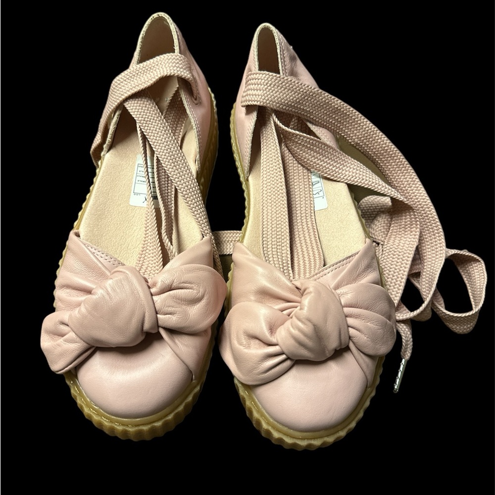 Puma x Rihanna Fenty leather bow tie up Creepers